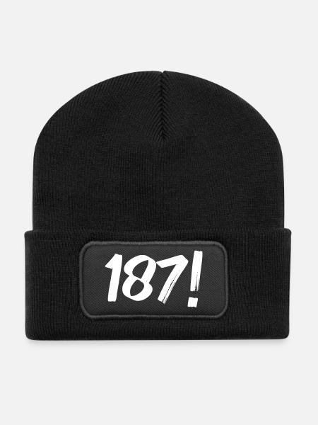 Zahlen Eins Acht Sieben - Recycelte Patch Beanie - Schwarz