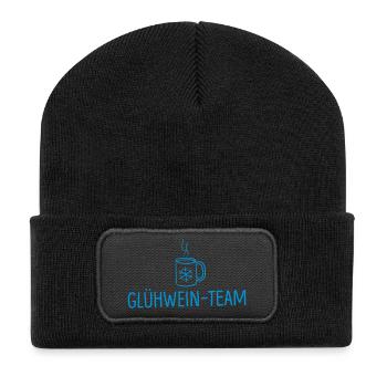 weihnachten glühwein glühweinteam - Recycelte Patch Beanie - Schwarz - Vorne