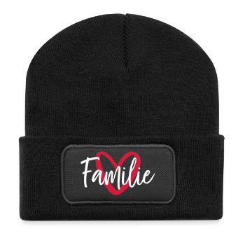 Family Heart I Partner Look Parents Kids - Recycled Patch Beanie - black - Front
