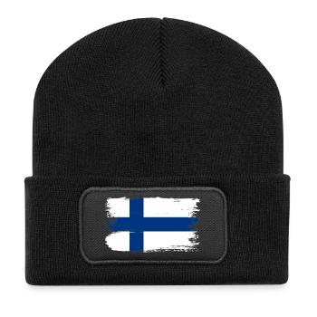 Coup de pinceau du drapeau finlandais - Beanie recyclé à patch - noir - Devant