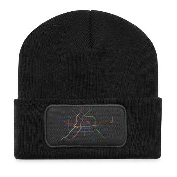 Abstrakte Minutinsektion Linienkunst - Recycelte Patch Beanie - Schwarz - Vorne