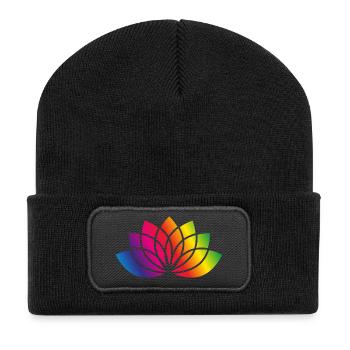 colorée fleurs stylisées symbole - Beanie recyclé à patch - noir - Devant