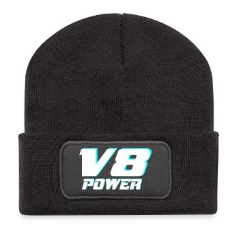 V8 - Recycelte Patch Beanie - Dunkelgrau - Vorne