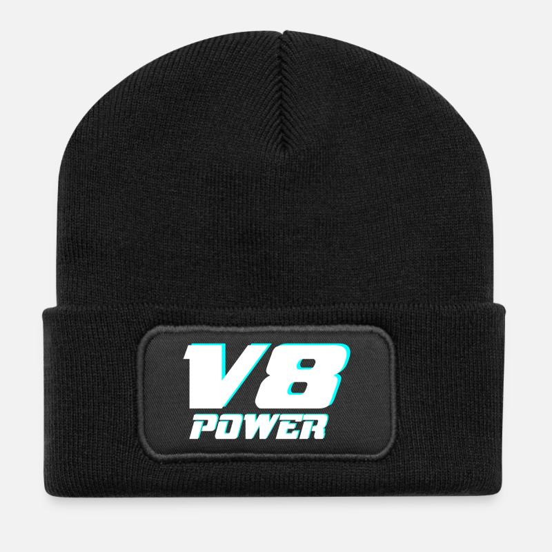 V8 - Recycelte Patch Beanie - Schwarz