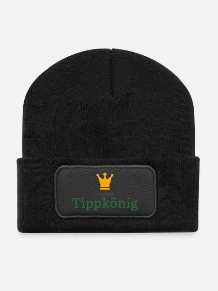 Tippkönig - Das Geschenk für den Tippspiel Sieger - Recycelte Patch Beanie - Schwarz