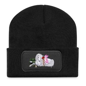 Merveilleuse licorne avec fée - Beanie recyclé à patch - noir - Devant