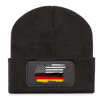 Grunge Flagge Pinselstrich - Recycelte Patch Beanie - Dunkelgrau - Vorne
