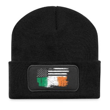 Pinselstrich Irische Flagge mit Sternen - Recycelte Patch Beanie - Schwarz - Vorne