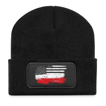Gebürstete U.S. Flagge Kunst - Recycelte Patch Beanie - Schwarz - Vorne