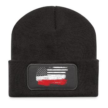 Gebürstete U.S. Flagge Kunst - Recycelte Patch Beanie - Dunkelgrau - Vorne