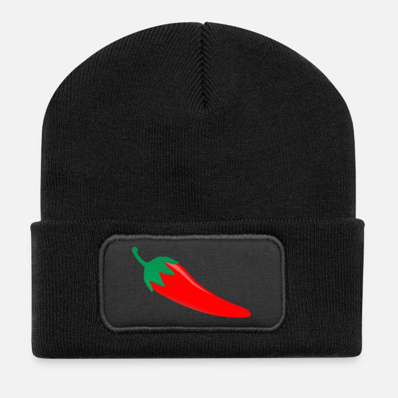 Lustiges Hot Chilli T-Shirt - Recycelte Patch Beanie - Schwarz