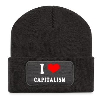 J'adore le capitalisme - Beanie recyclé à patch - charbon - Devant