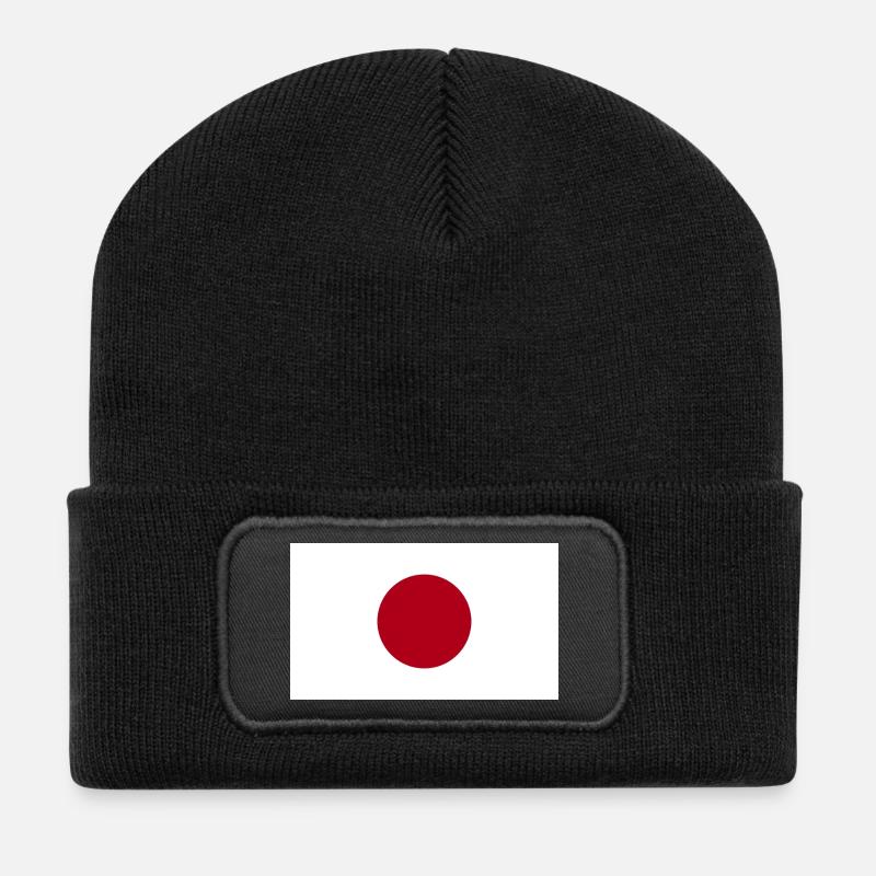 Japan National Flagge - Recycelte Patch Beanie - Schwarz