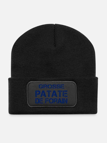 Grosse Patate de forain (bleu) - Beanie recyclé à patch - noir