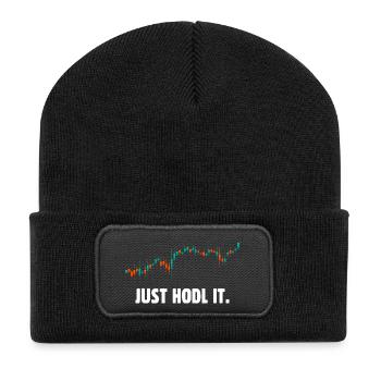 Halten Sie es einfach bitcoin - Recycelte Patch Beanie - Schwarz - Vorne
