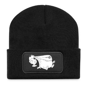 Weißes Monster Energiesauger - Recycelte Patch Beanie - Schwarz - Vorne