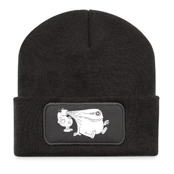 Weißes Monster Energiesauger - Recycelte Patch Beanie - Dunkelgrau - Vorne