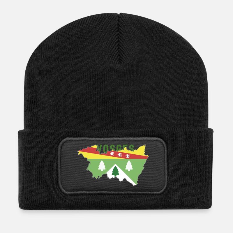 Karte der Vogesen und ihres Wappens - Recycelte Patch Beanie - Schwarz