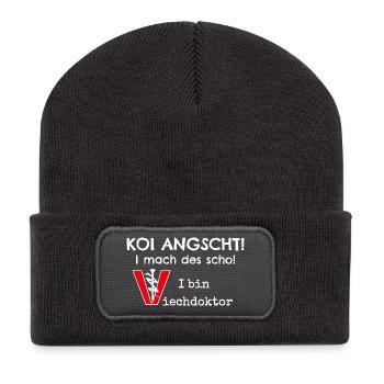 Humor Tierarzt, Veterinär Viechdoktor - Recycelte Patch Beanie - Dunkelgrau - Vorne