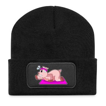 Gymnastique de fitness Yoga des cochons - Beanie recyclé à patch - noir - Devant