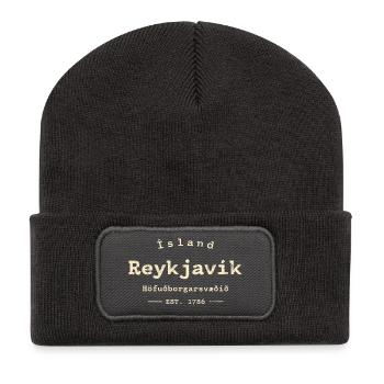 Reykjavik Islande - Beanie recyclé à patch - charbon - Devant