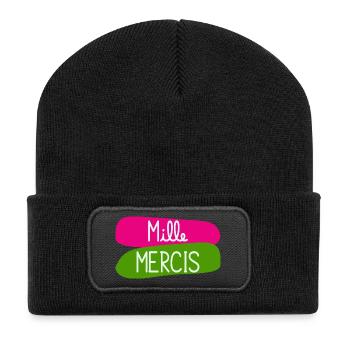 MAÎTRESSE. MAITRE. MERCI. MERCI MAÎTRESSE - Beanie recyclé à patch - noir - Devant