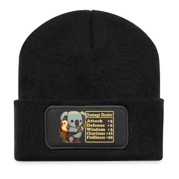 Damage-inflicting cute koala shows off his skis - Recycled Patch Beanie - black - Front