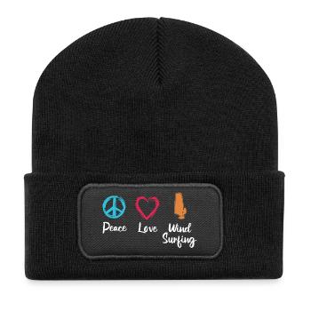 Peace Love Windsurfing - Recycled Patch Beanie - black - Front