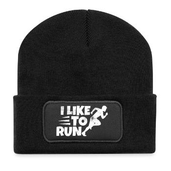 Witziger Läufer Spruch - Recycelte Patch Beanie - Schwarz - Vorne
