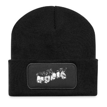 MUSIQUE Typo avec partitions - Beanie recyclé à patch - noir - Devant