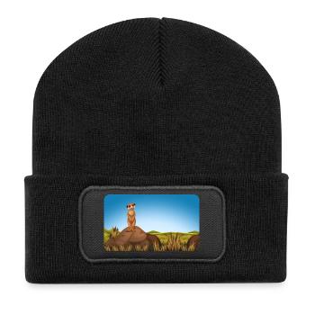 Suricate sur butte | personnalisable - Beanie recyclé à patch - noir - Devant