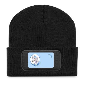 White Horse - Roses Light Blue | Customisable - Recycled Patch Beanie - black - Front