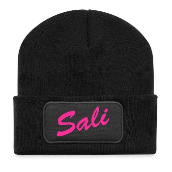 Sali zäme! - Recycelte Patch Beanie - Schwarz - Vorne
