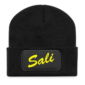 Sali zäme! - Recycelte Patch Beanie - Schwarz - Vorne
