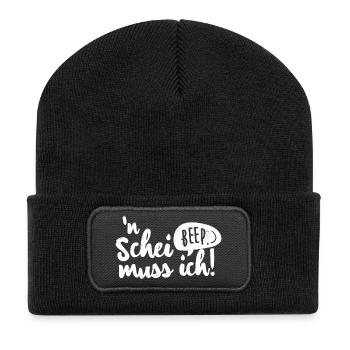 Humorvolles Spruchdesign mit Revoluzzer Flair. - Recycelte Patch Beanie - Schwarz - Vorne