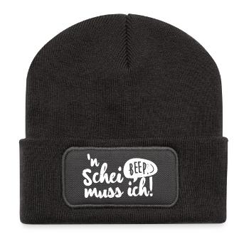 Humorvolles Spruchdesign mit Revoluzzer Flair. - Recycelte Patch Beanie - Dunkelgrau - Vorne