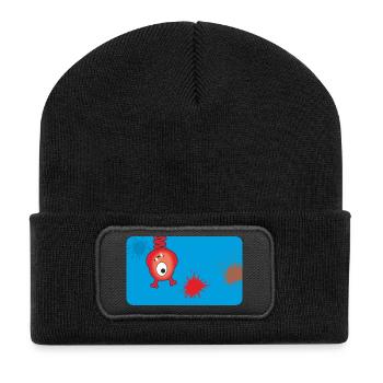 Red Monster & Splashes of Color - Blue - Recycled Patch Beanie - black - Front