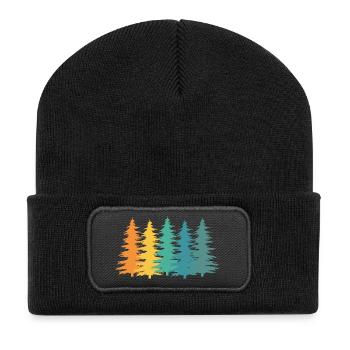 Wald Förster Retro Geschenk - Recycelte Patch Beanie - Schwarz - Vorne