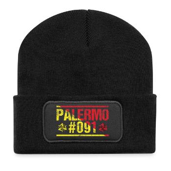 Palermo Sizilien Italien - Recycelte Patch Beanie - Schwarz - Vorne