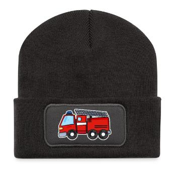 Camion de pompiers - Beanie recyclé à patch - charbon - Devant