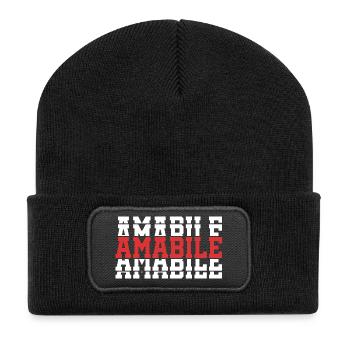 stacked text t-shirt Lovely T-shirt gift idea - Recycled Patch Beanie - black - Front