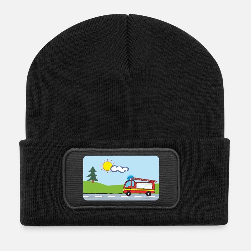 Véhicules d’urgence des camions de pompiers - Beanie recyclé à patch - noir