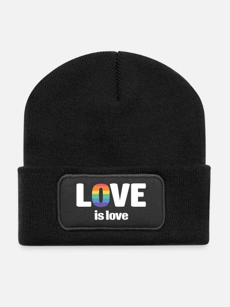 LGBT Pride Month - Love is Love - Recycled Patch Beanie - black