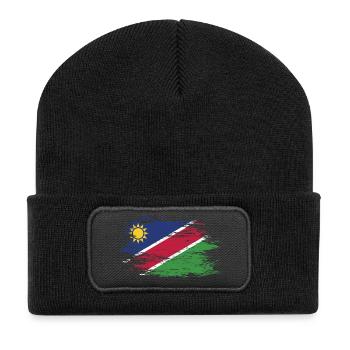 Namibia Flagge used - Recycelte Patch Beanie - Schwarz - Vorne