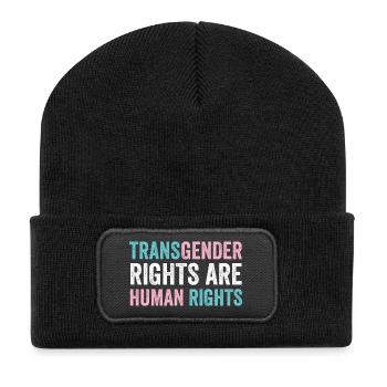 Mois de la fierté LGBTQ - Les droits des transgenres sont humains - Beanie recyclé à patch - noir - Devant