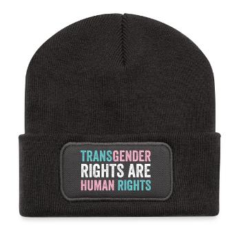 Mois de la fierté LGBTQ - Les droits des transgenres sont humains - Beanie recyclé à patch - charbon - Devant