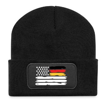 Deutschland USA Flagge Deutsch Amerikaner - Recycelte Patch Beanie - Schwarz - Vorne