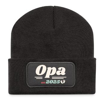 Opa Est 2025 Ich werde Großvater Retro Style - Recycelte Patch Beanie - Dunkelgrau - Vorne