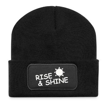 RISE & SHINE - Recycled Patch Beanie - black - Front