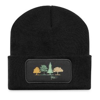 Arbre de la forêt, Nature libre, Forêt mixte, Illustration d’automne - Beanie recyclé à patch - noir - Devant